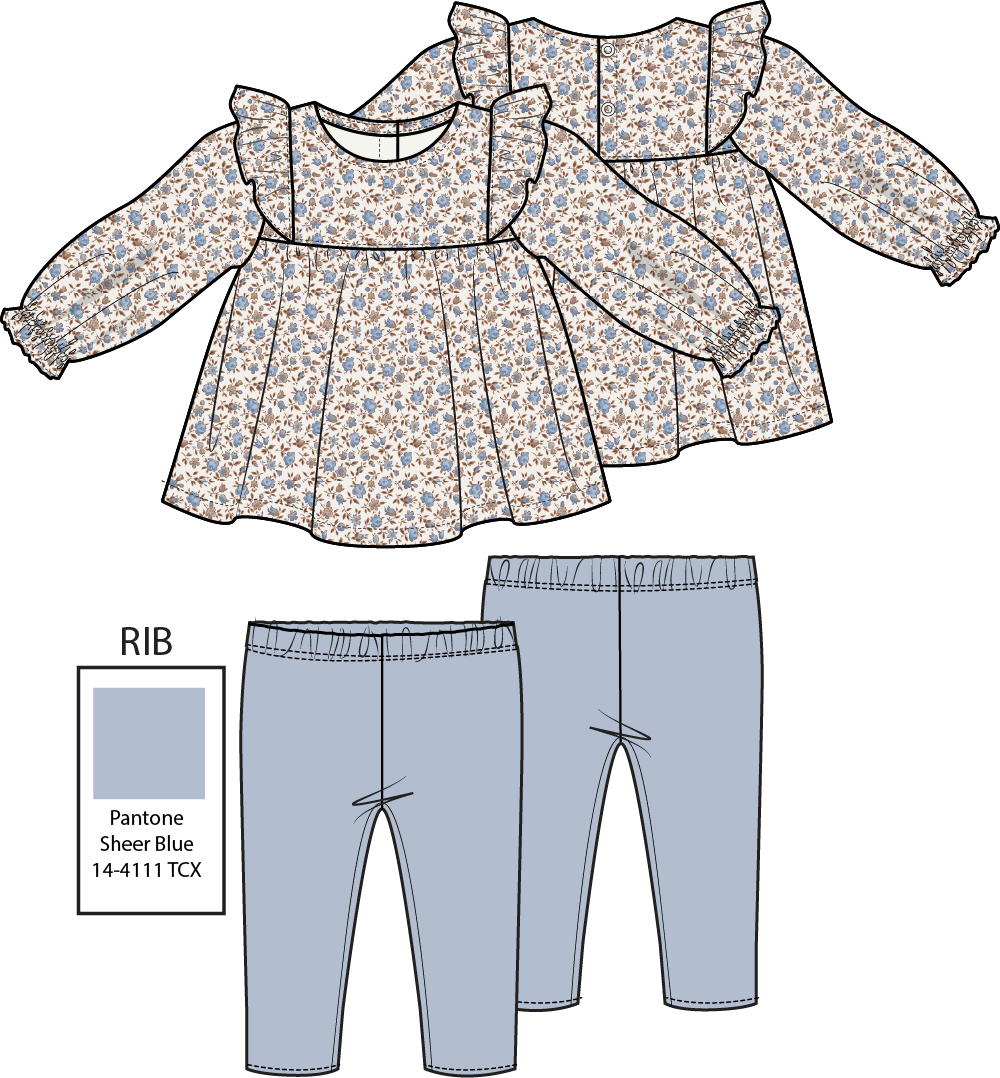 Hazel Floral - Ruffle Tunic with Legging