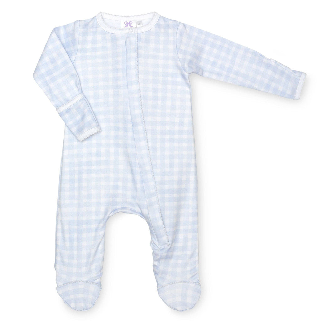 Blue Gingham Classic Footie