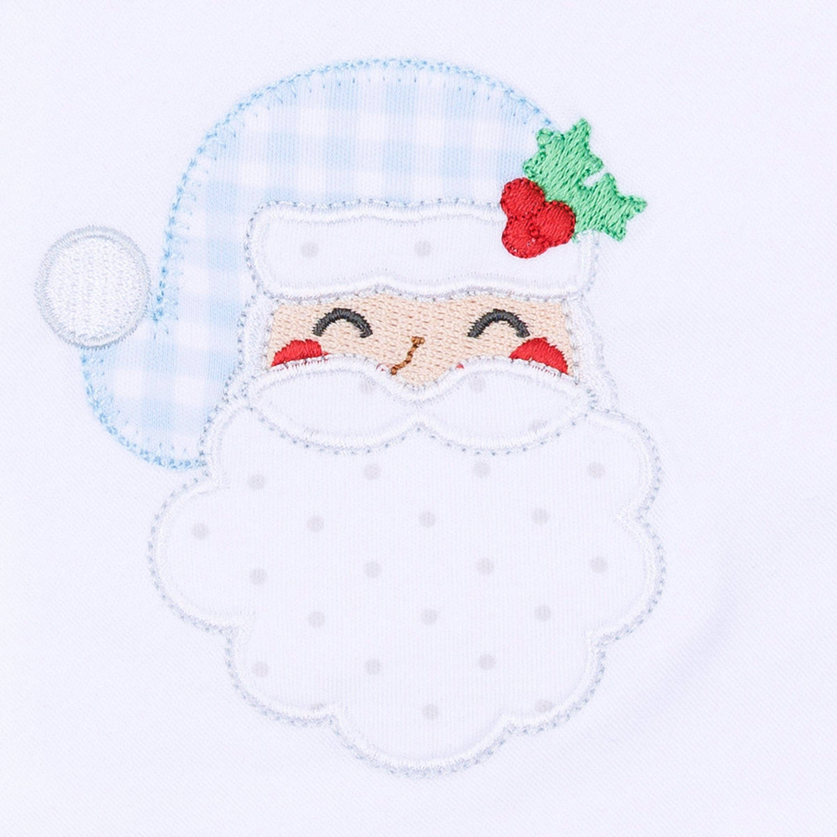 Sweet St Nick Applique Collared Bubble - Light Blue