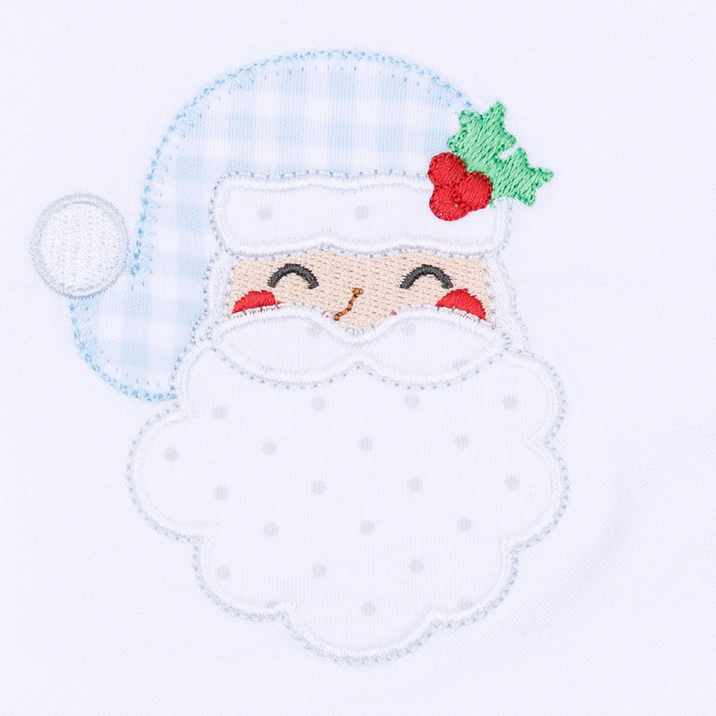 Sweet St Nick Applique Baby's First Christmas Footie - Light Blue
