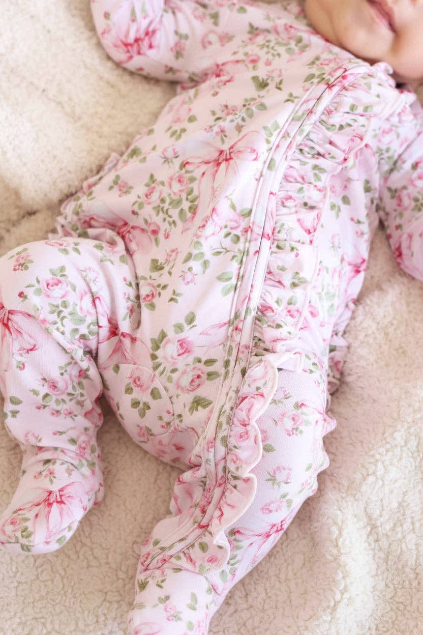Bows in Bloom Ruffle Zipper Footie