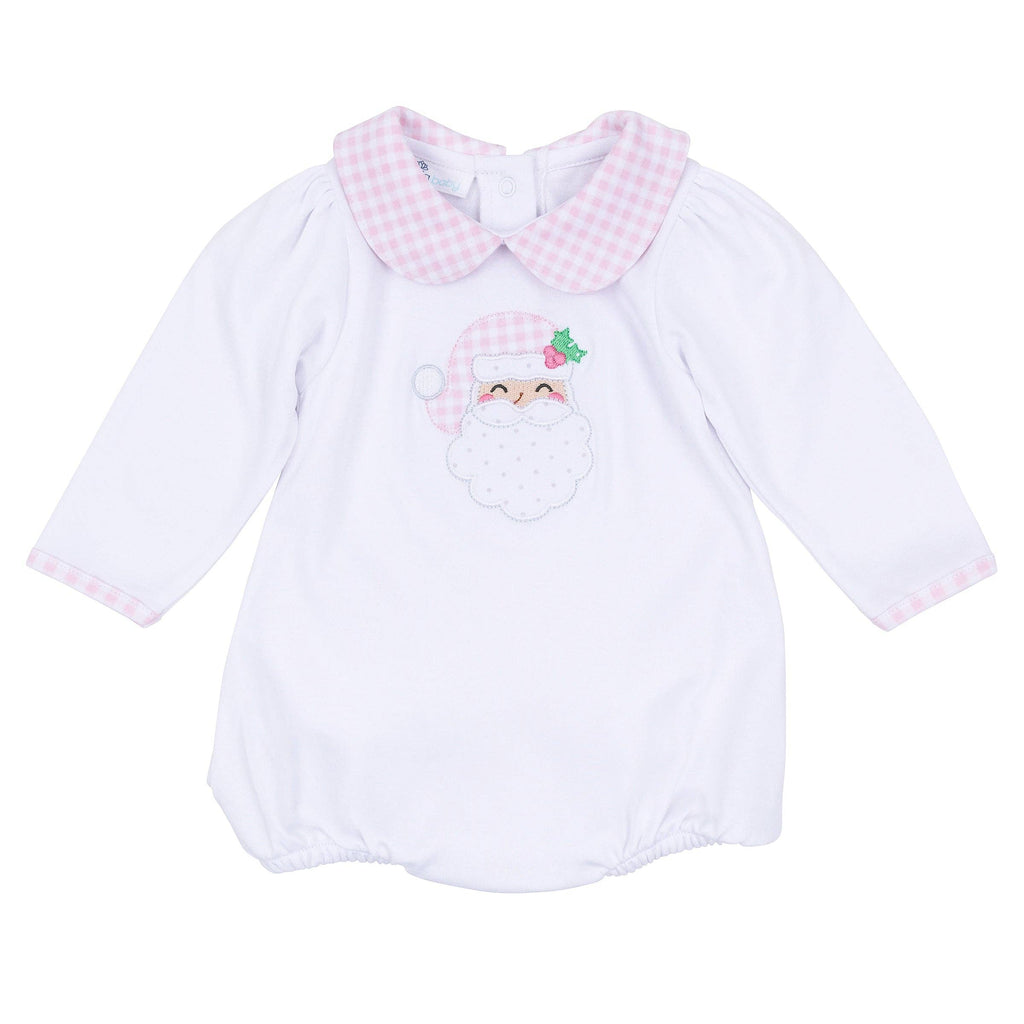 Sweet St Nick Applique Collared Bubble - Pink