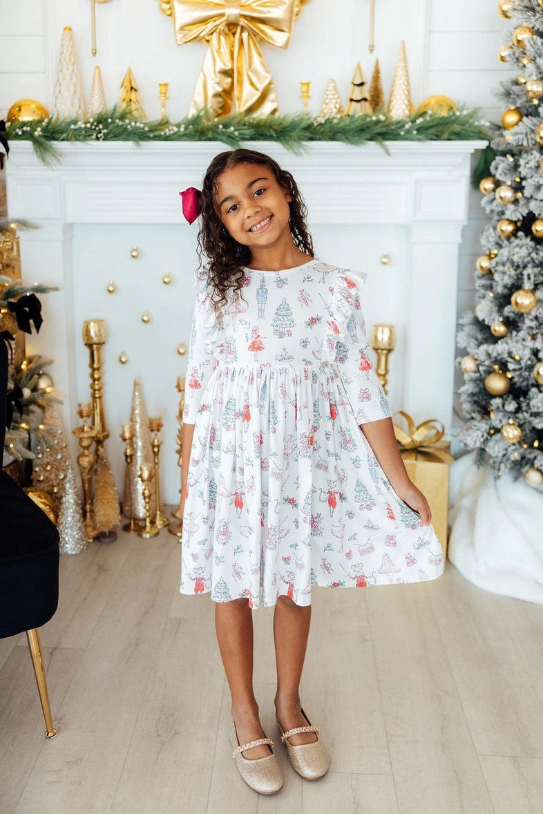 Mila & Rose- Clara's Christmas Ruffle Twirl Dress