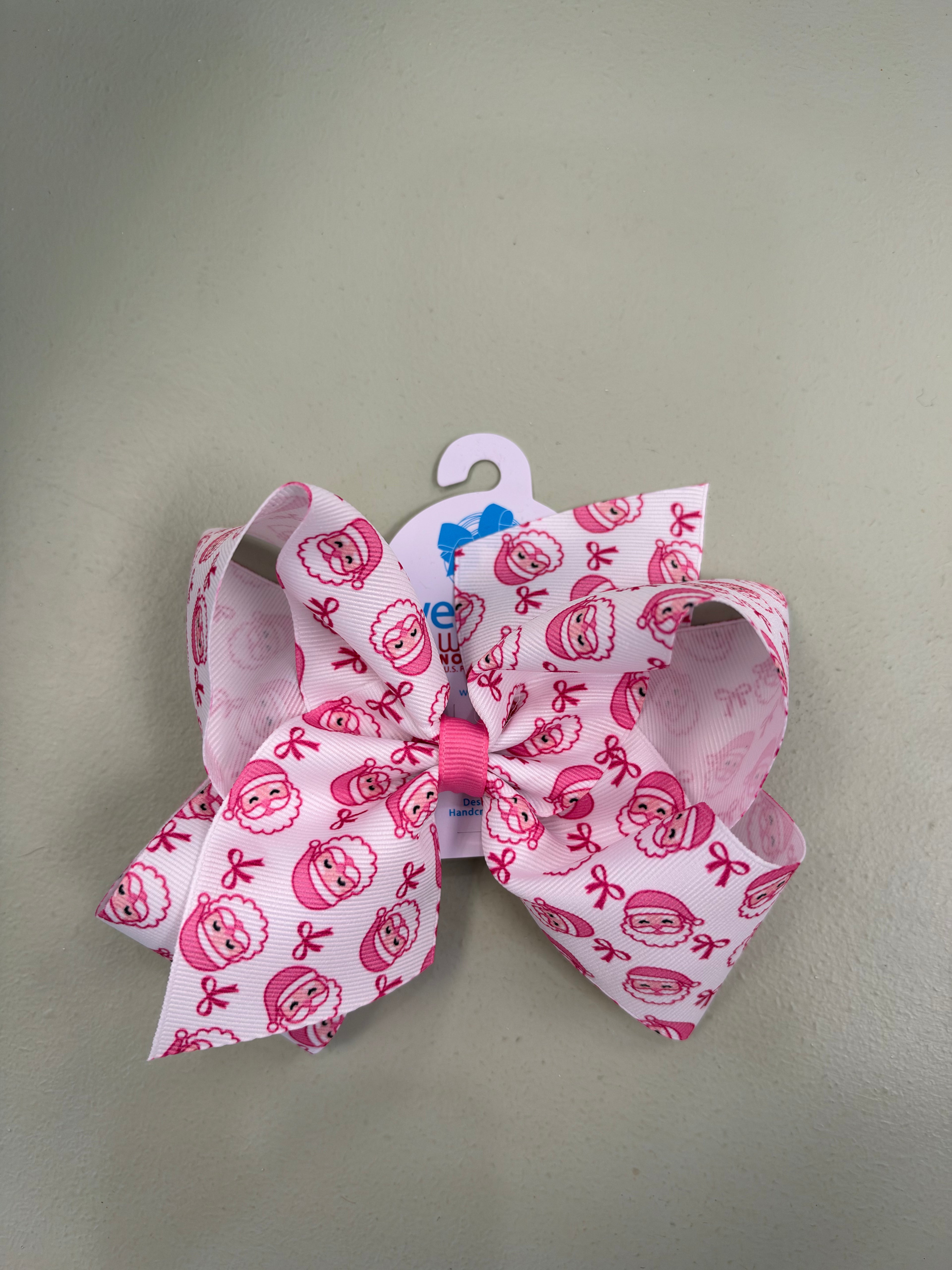Medium Pink XMAS Print Bow