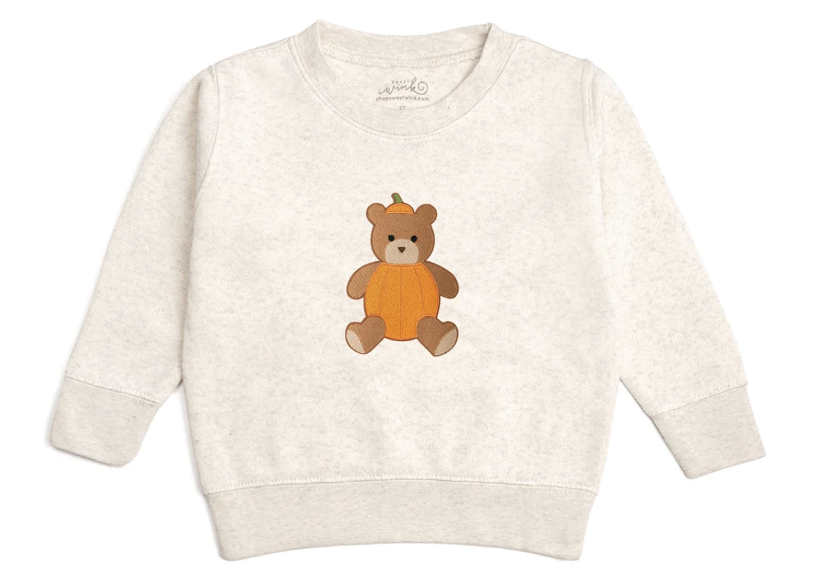 Pumpkin Teddy Bear Patch Sweatshirt