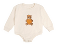 Pumpkin Teddy Bear Patch Long Sleeve Romper