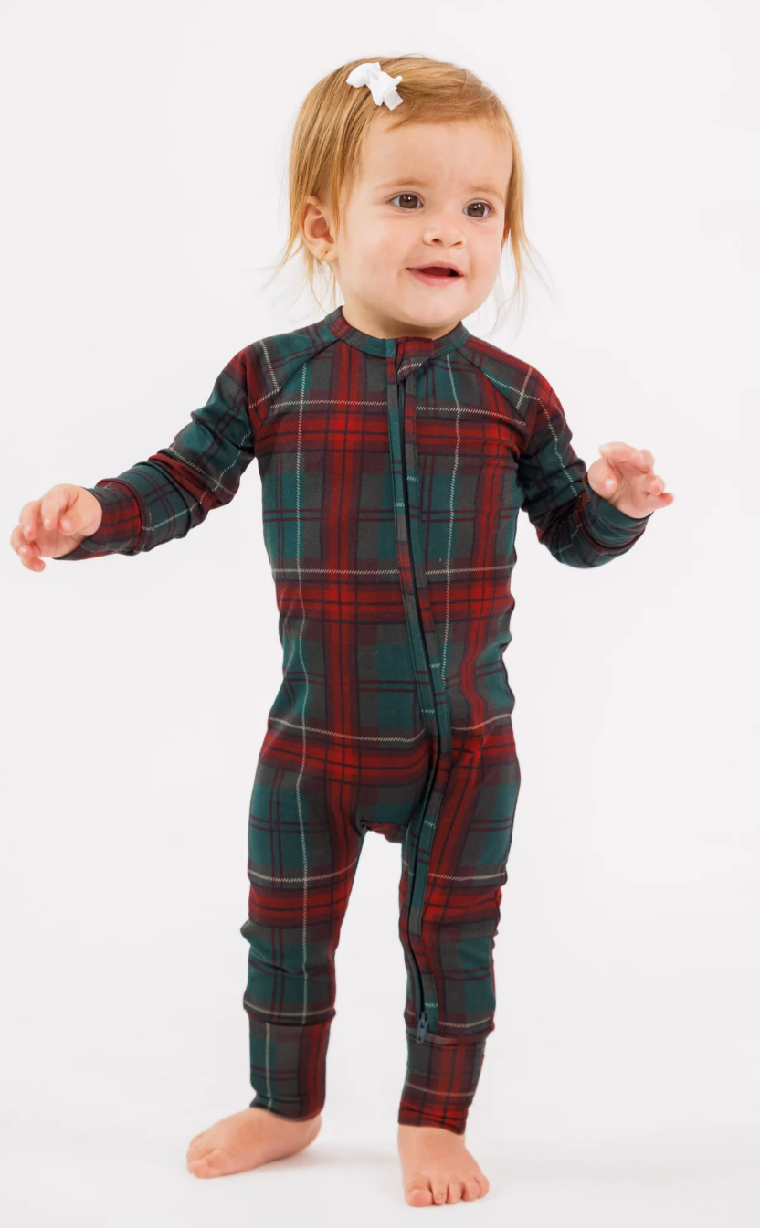 Holiday Heritage Plaid Zipper Romper