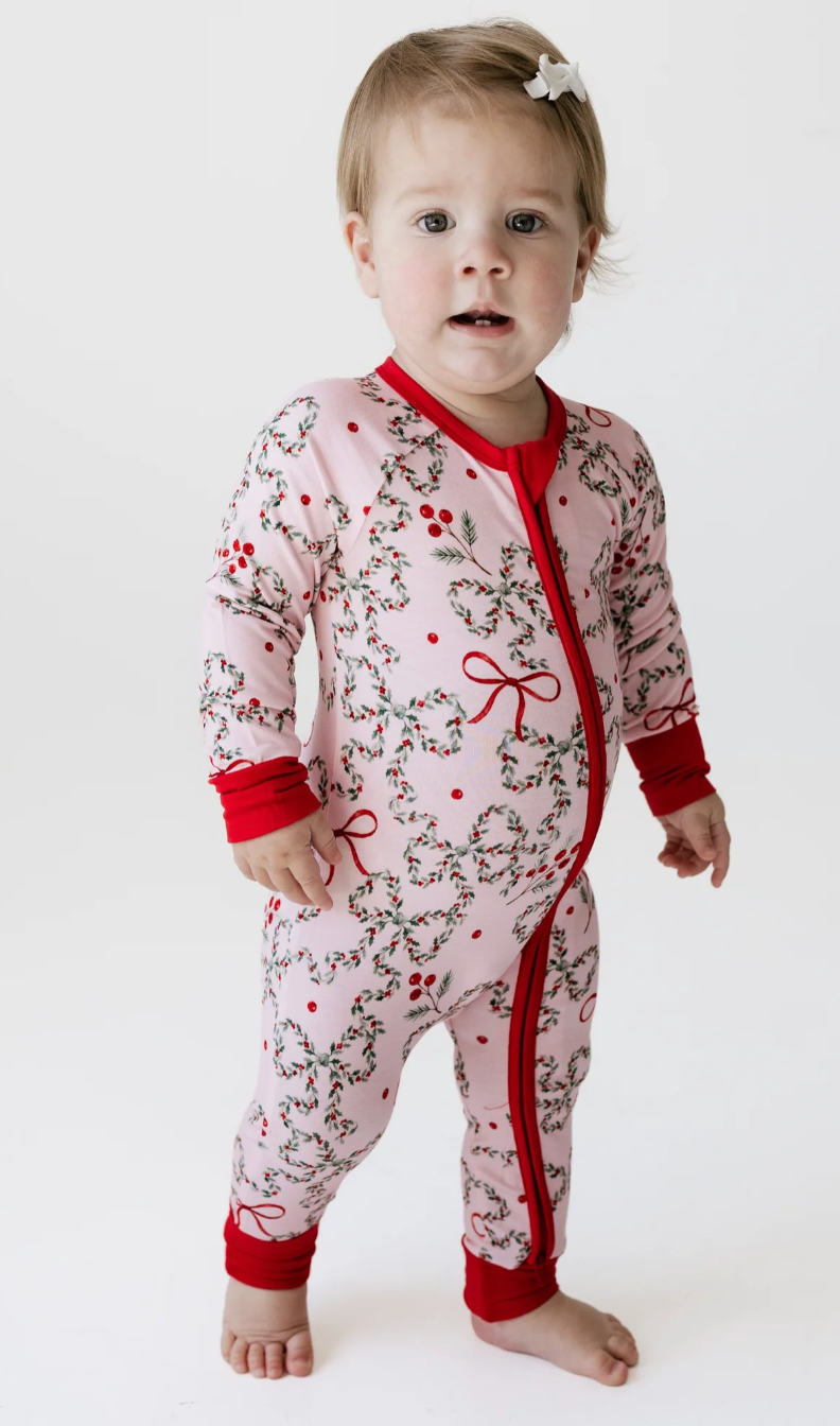Mistletoe Bows Zipper Romper