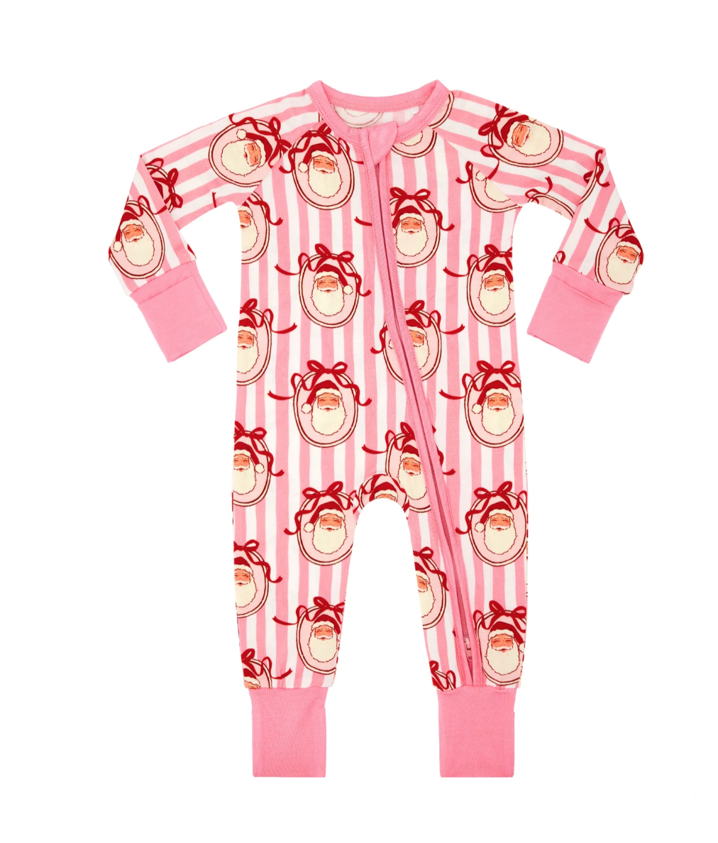 Pink Santa Claus Lane Zipper Romper