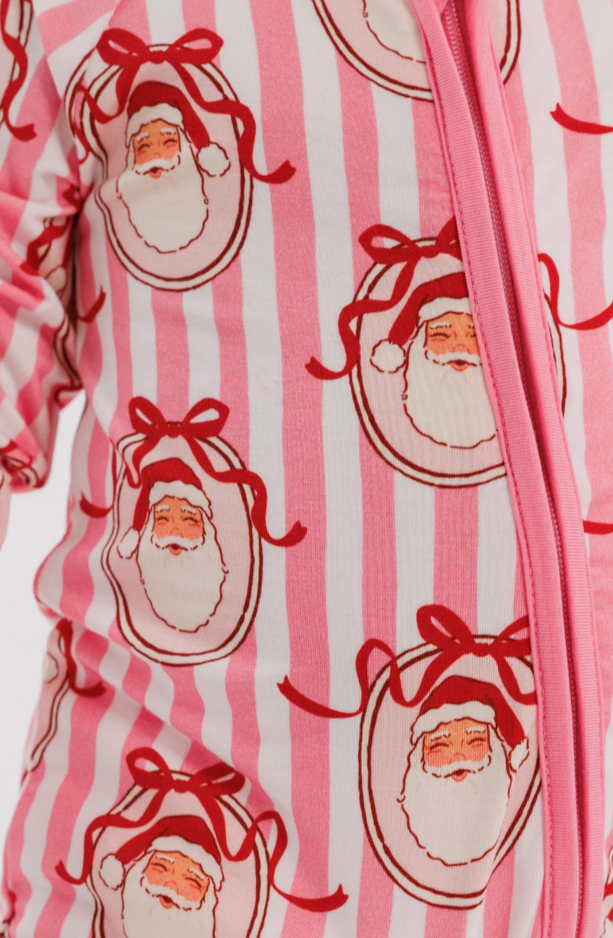Pink Santa Claus Lane Zipper Romper