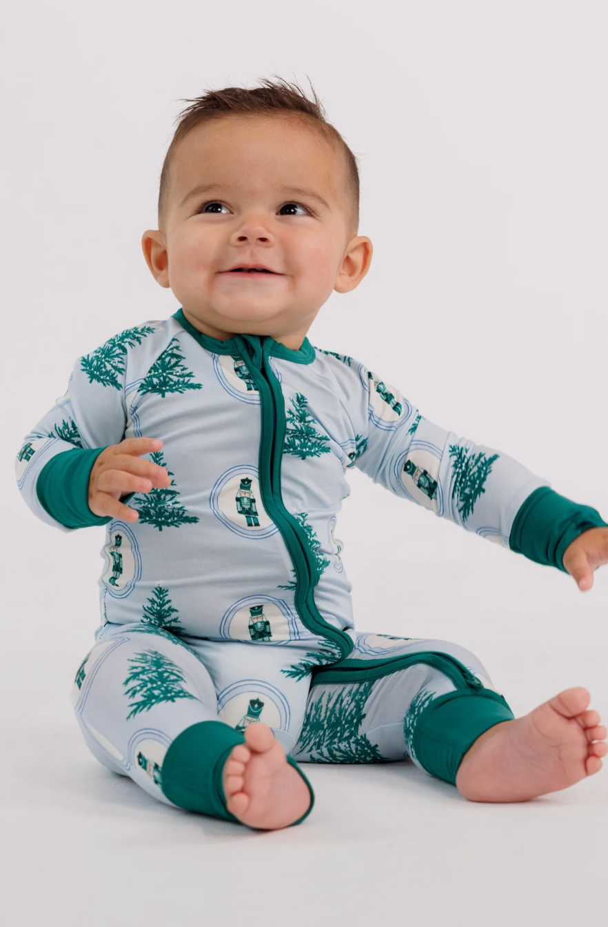 Green Nutcracker Zipper Romper