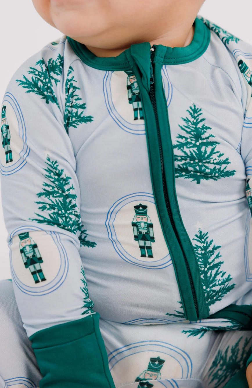 Green Nutcracker Zipper Romper