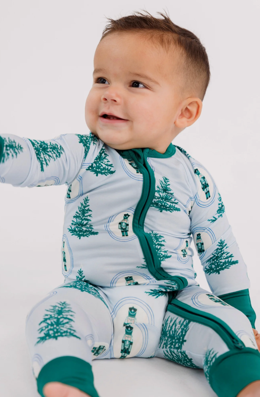 Green Nutcracker Zipper Romper