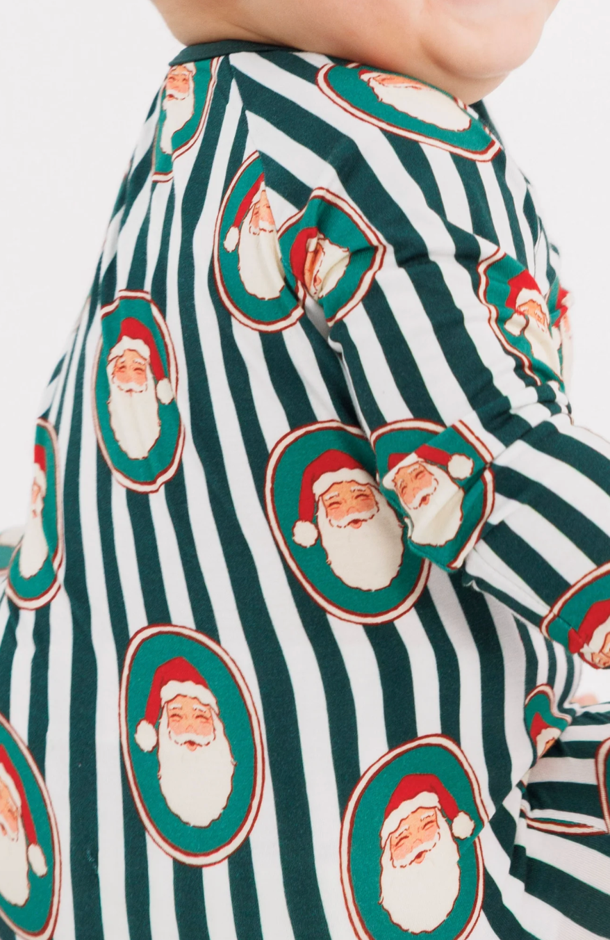 Green Santa Claus Lane Zipper Romper