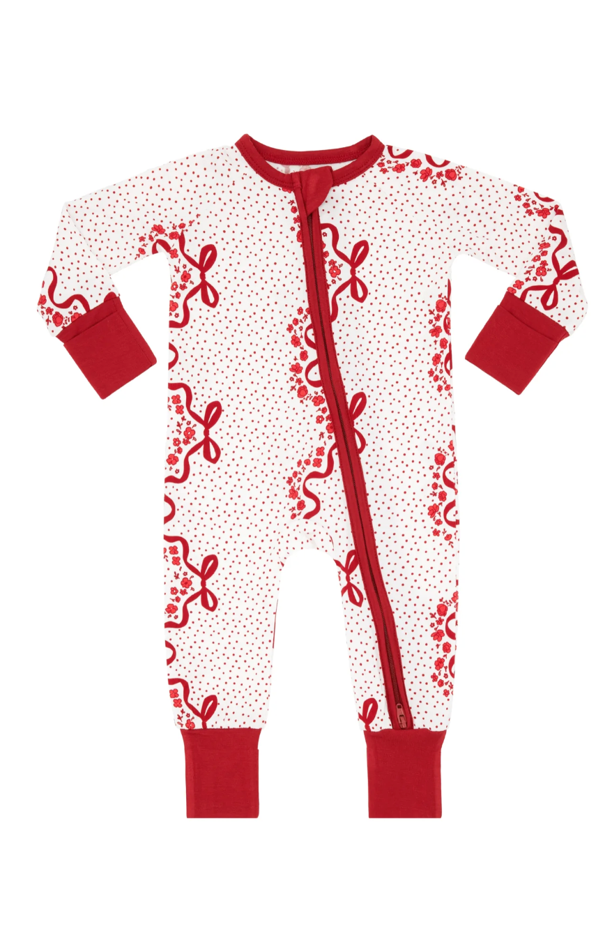 Vintage Bows and Blossoms Zipper Romper