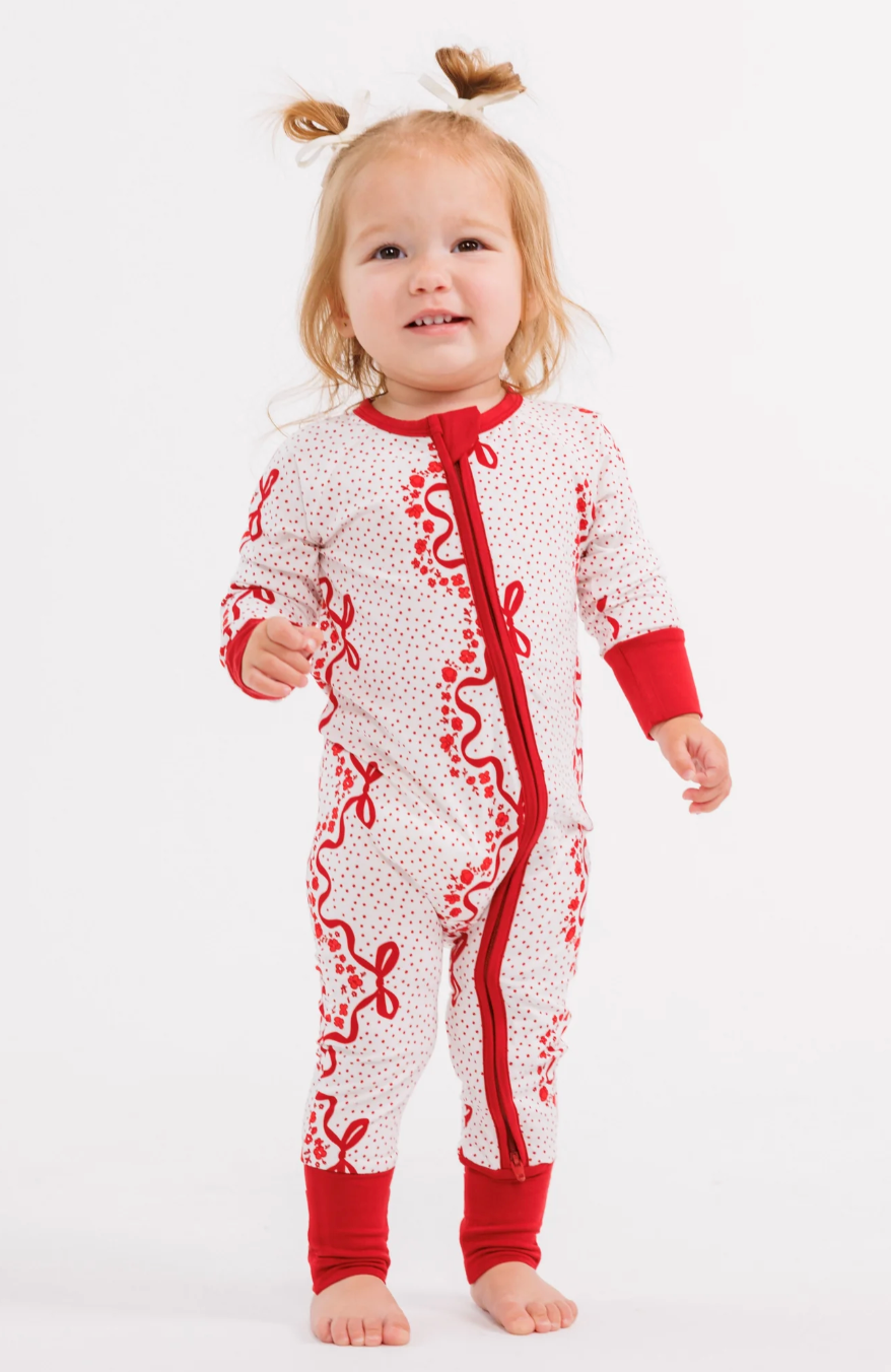 Vintage Bows and Blossoms Zipper Romper