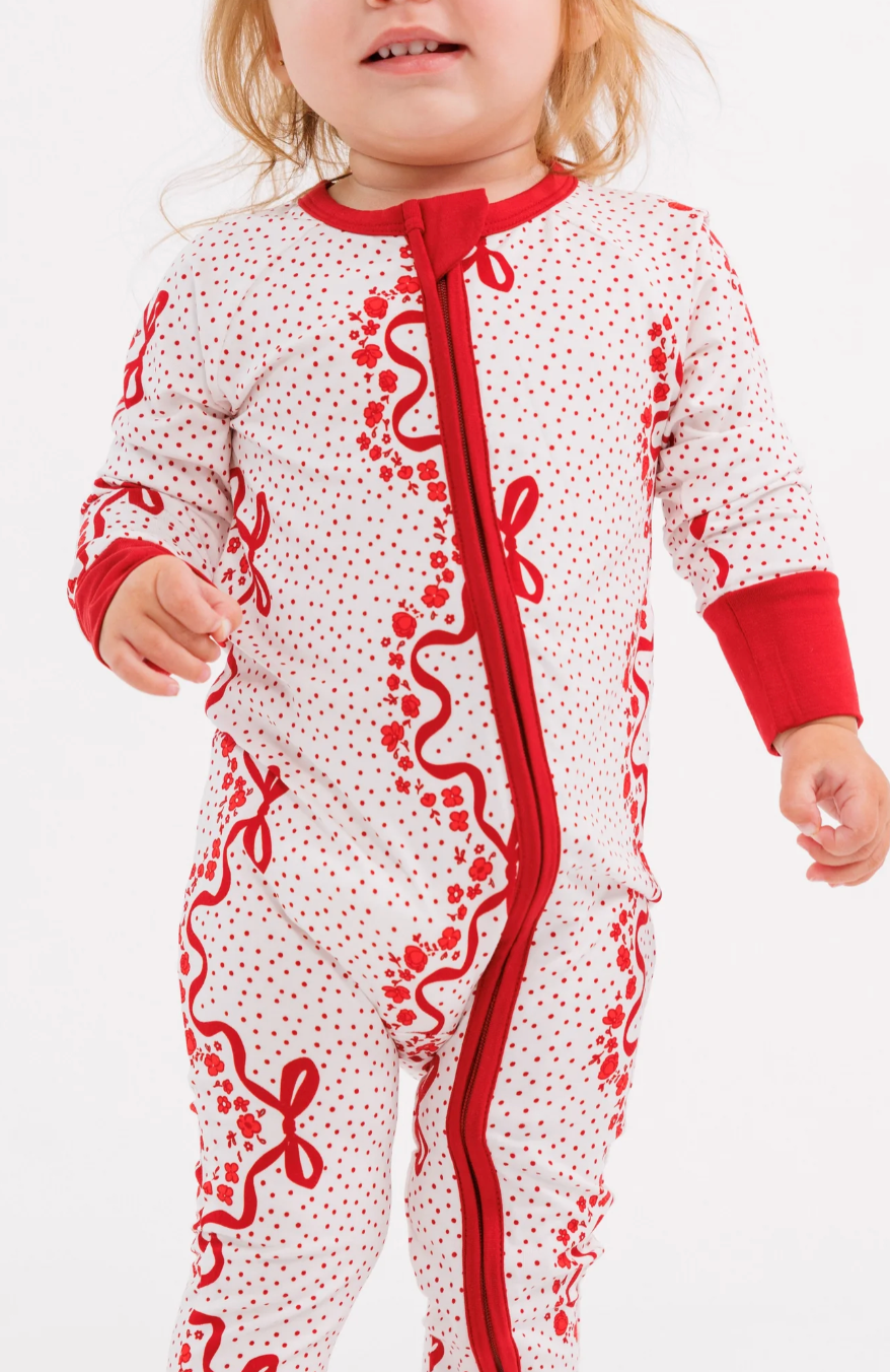 Vintage Bows and Blossoms Zipper Romper