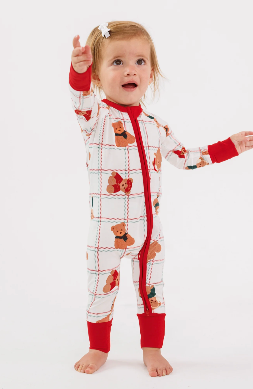 Cozy Christmas Bears Zipper Romper