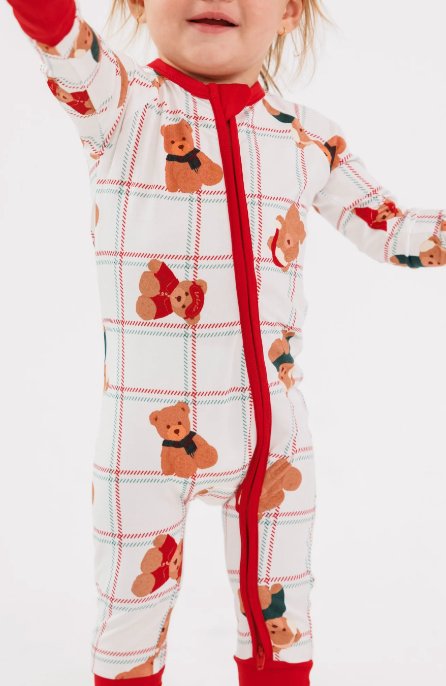 Cozy Christmas Bears Zipper Romper