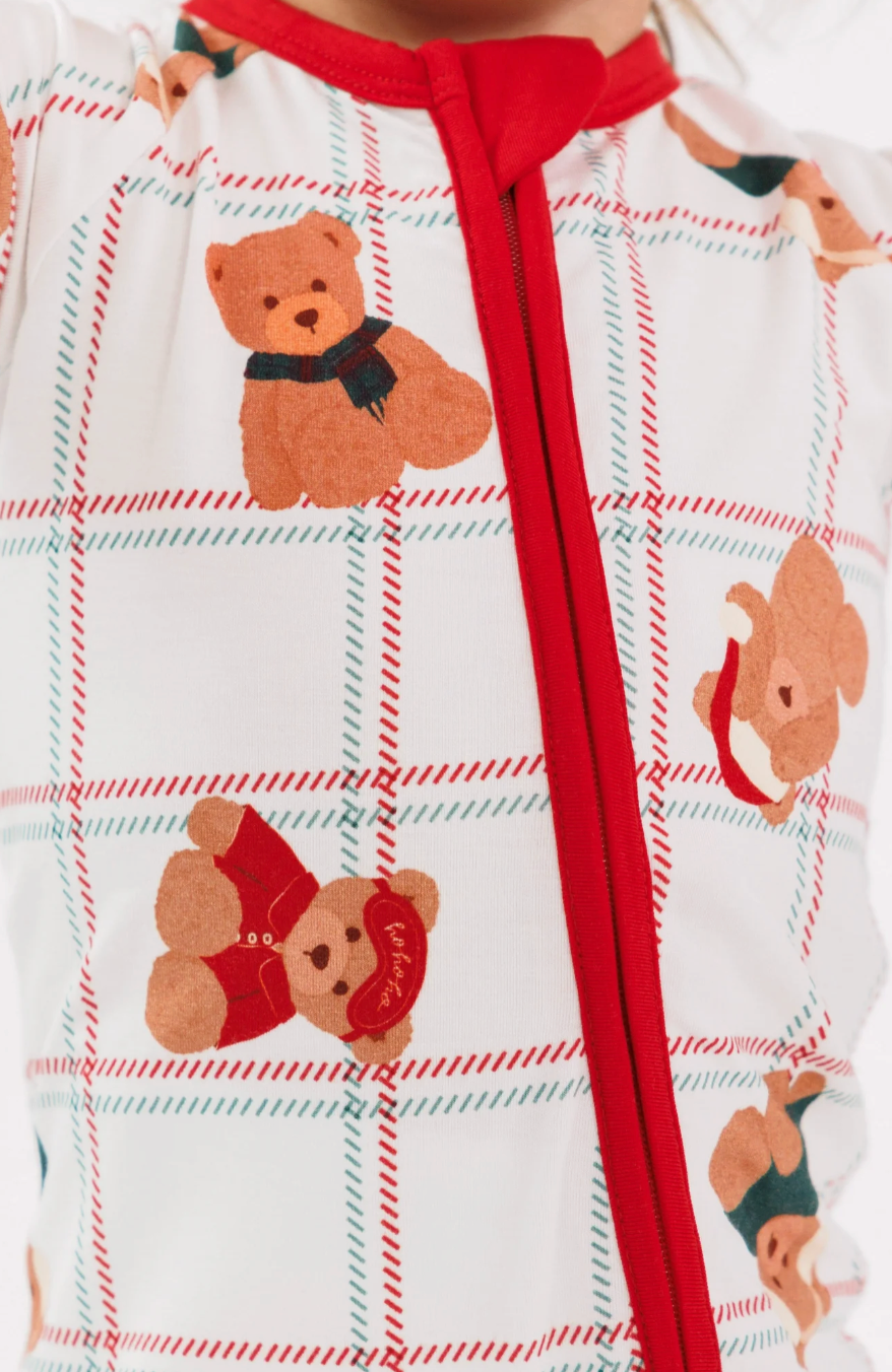 Cozy Christmas Bears Zipper Romper