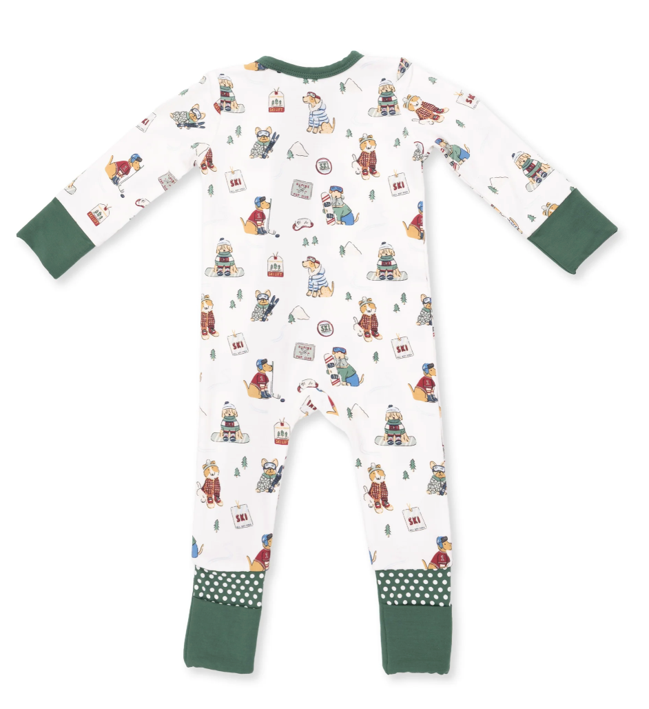 Winter Sports Dog Green Romper