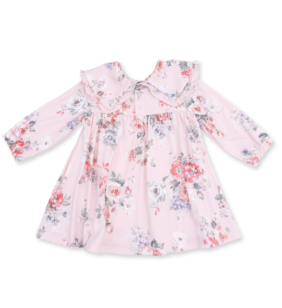 Painterly Rose Bouquets- Dress with Collar and Bloomer
