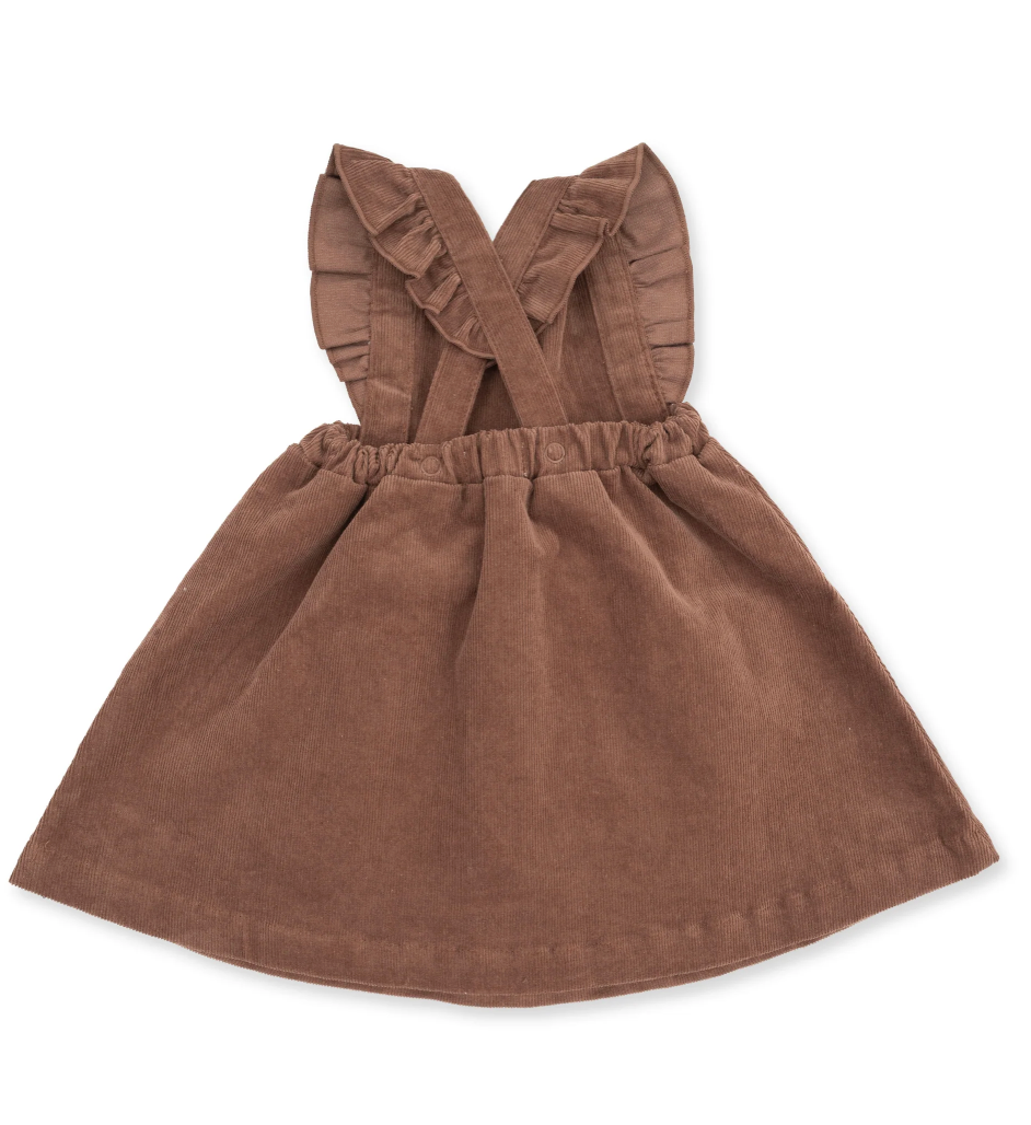 Solid Beaver Fur Corduroy Pinafore Dress