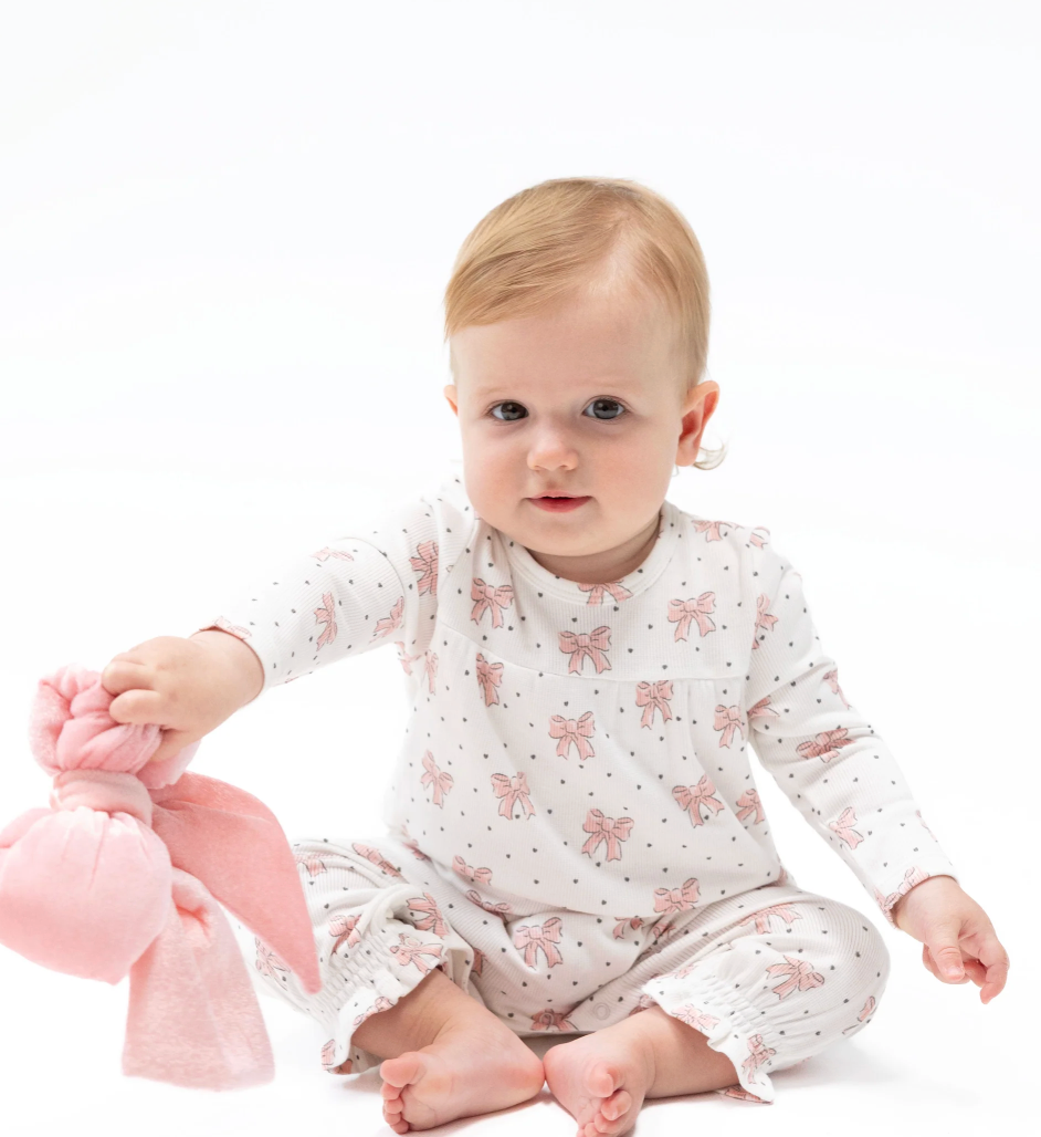 Bows and Hearts Cuffed Sleeve Romper