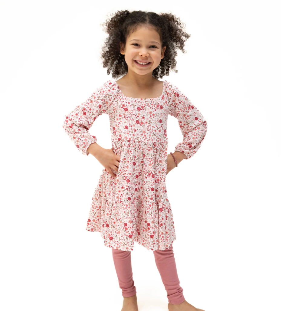 Serene Floral Cap Sleeve Dress with Leggings