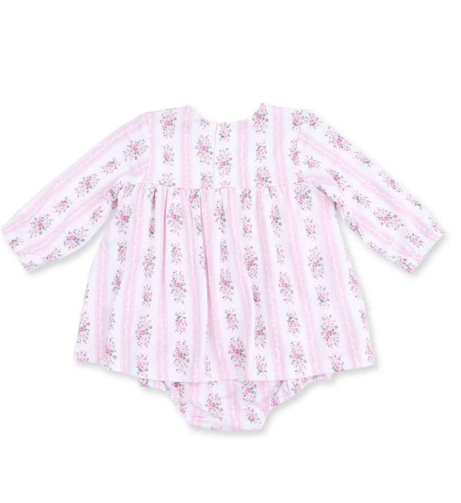 Bella Rose Stripe Smocked Bubble with Skirt