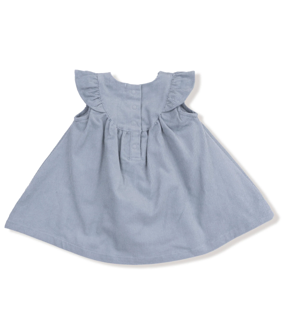Corduroy Ruffle Dress with Bloomer- Quarry