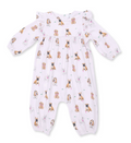 Bestie Dogs Pink- Ruffle Sleeve Snap Romper