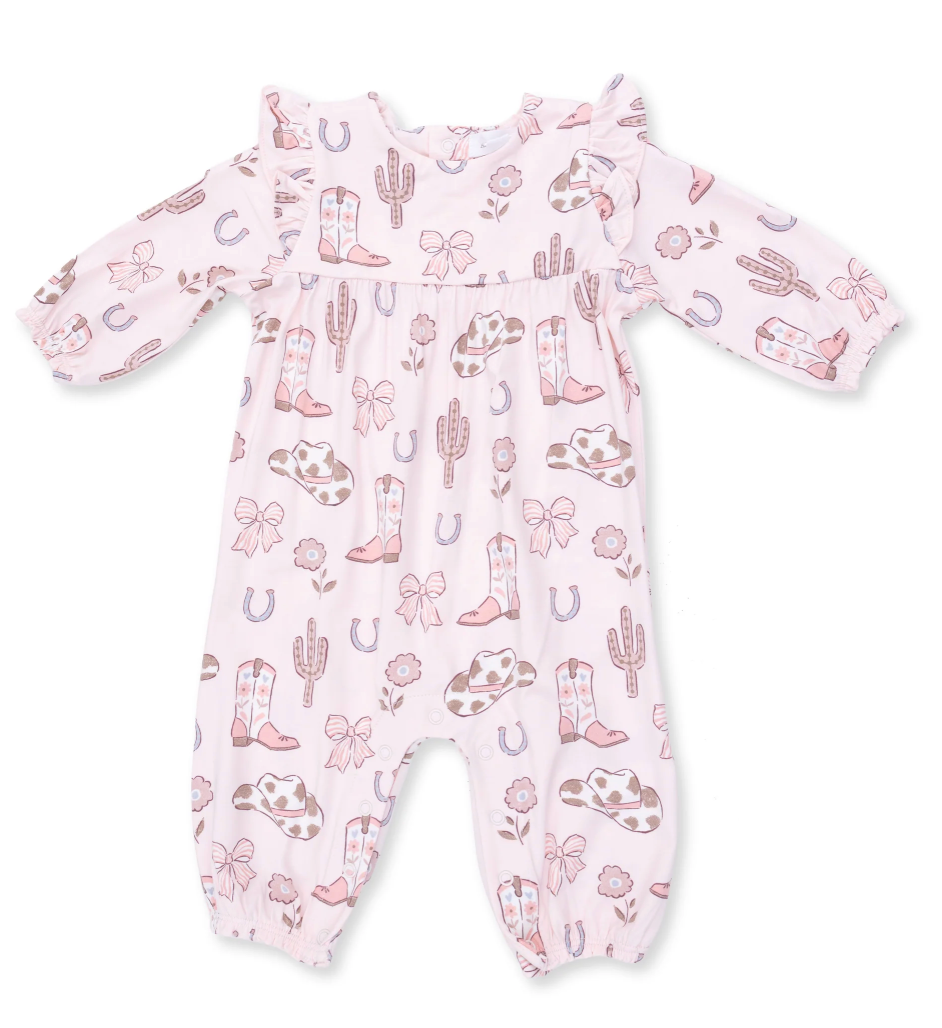 Cowgirl Boots and Bows- Ruffle Romper