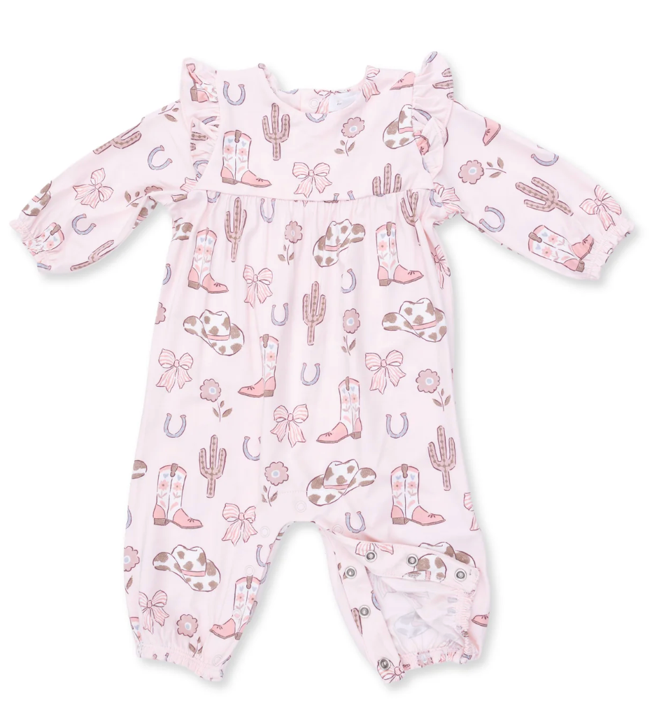 Cowgirl Boots and Bows- Ruffle Romper