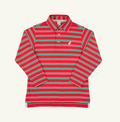 The Beaufort Bonnet Company- Long Sleeve Prim & Proper Polo- Red and Green Stripe