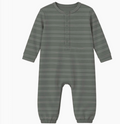 Henley Jumpsuit- Green Stripe