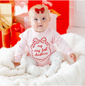 My First Christmas Sequin Bow Patch Long Sleeve Romper