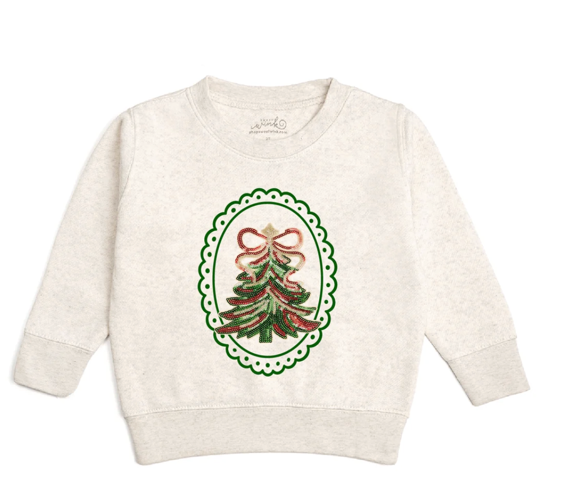 Sequin Christmas Tree Patch Sweatshirt