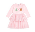 Gingerbread Embroidered Christmas Long Sleeve Tutu Dress