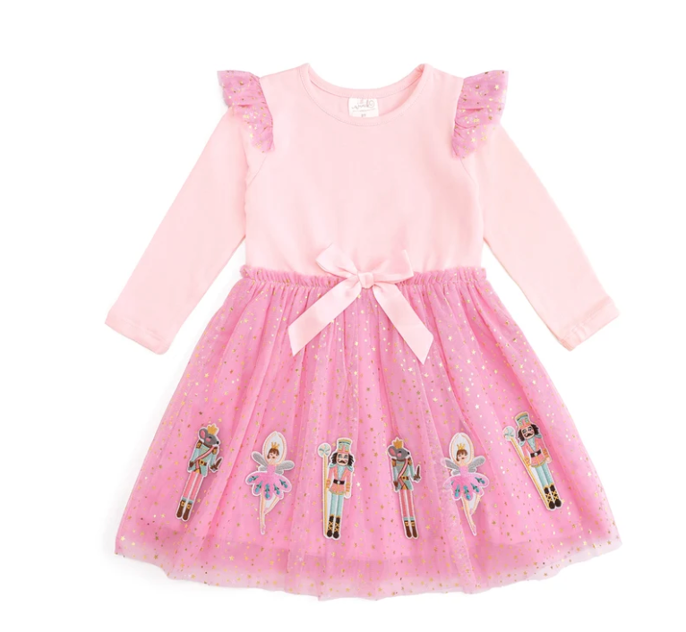Nutcracker Applique Christmas Long Sleeve Dress