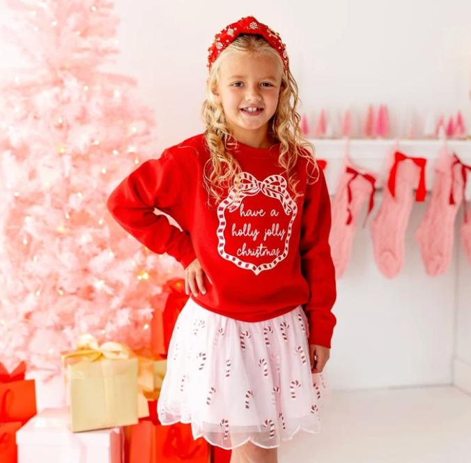 Candy Cane Scalloped Tutu Skirt