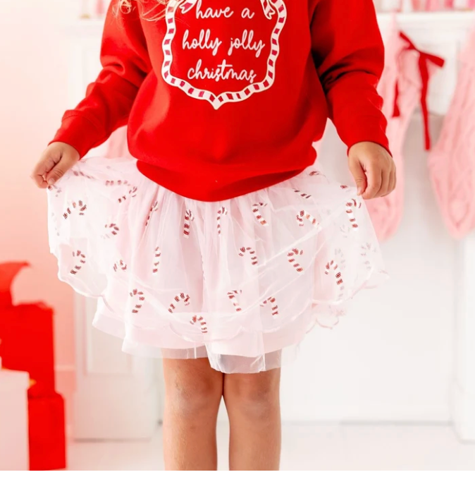 Candy Cane Scalloped Tutu Skirt