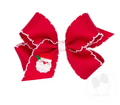 Medium Moonstitch Santa Embroidered Red Hair Bow