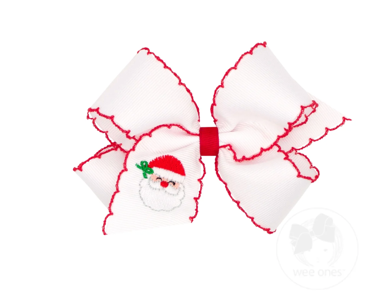 Medium Moonstitch Santa Embroidered Hair Bow