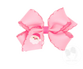King Moonstitch Santa Embroidery Pink Hair Bow