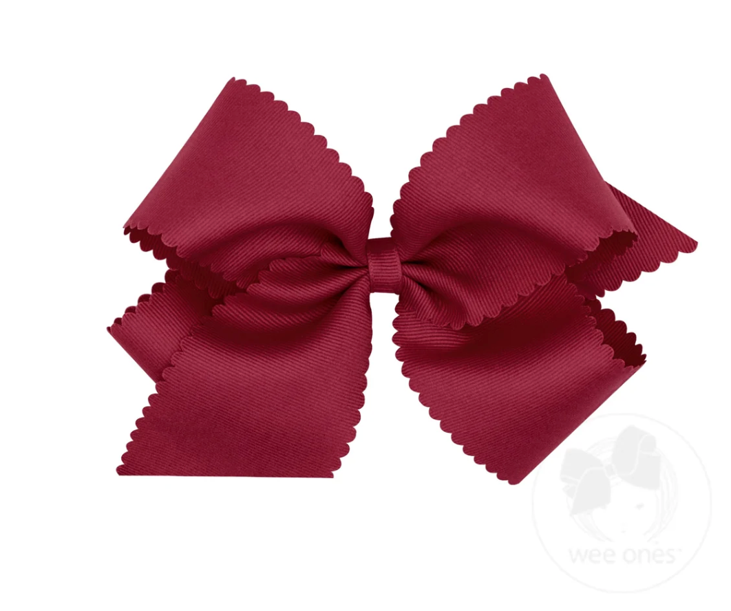 King Grosgrain Hair Bow Scalloped Edge