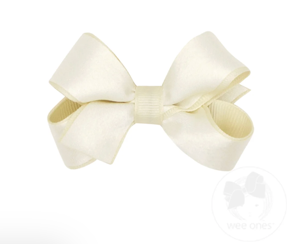 Mini Crepe Satin with Grosgrain Underlay Hair Bow