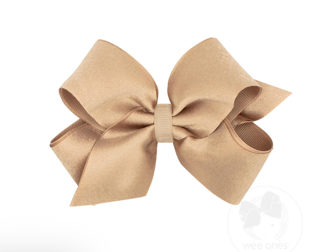 Medium Crepe Satin with Grosgrain Underlay Hair Bow
