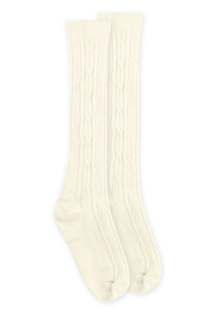 Classic Cable Knee High Socks Ivory