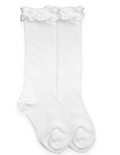 Jefferies Socks Ruffle Knee High Socks White